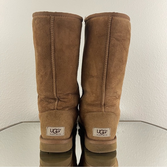 UGG Australia Classic Tall II Chestnut Tan Suede Sheepskin Shearling Wool Boots - Picture 6 of 13